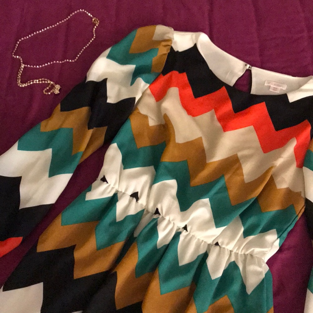 Long sleeve chevron stripe dress